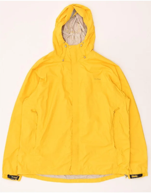 L.L.BEAN Mens Hooded Rain Jacket UK 44 2XL Yellow Nylon