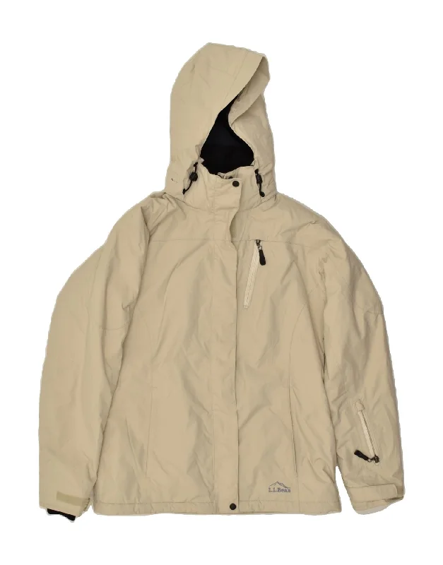 L.L.BEAN Mens Hooded Windbreaker Jacket UK 34 XS  Beige Nylon