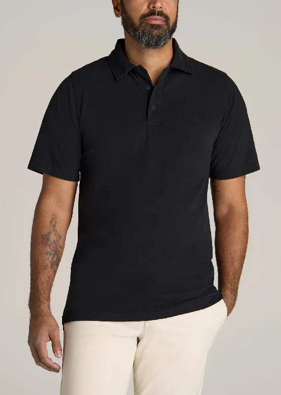 LJ&S Ultra Soft Short Sleeve Cotton Polo for Tall Men in Vintage Black