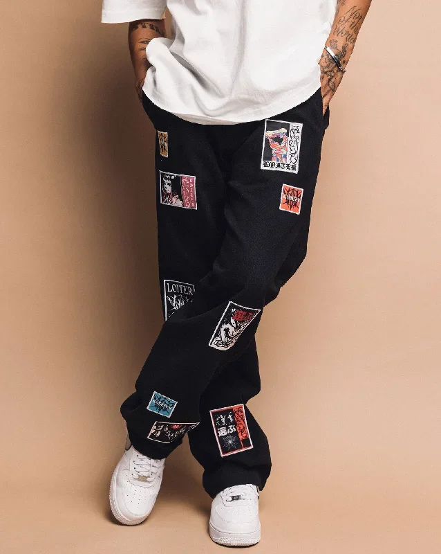 Loiter Patchwork Trousers Black