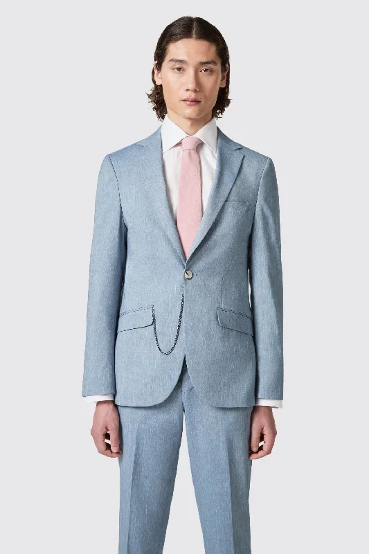 Looten Slim Fit Blue Linen Jacket