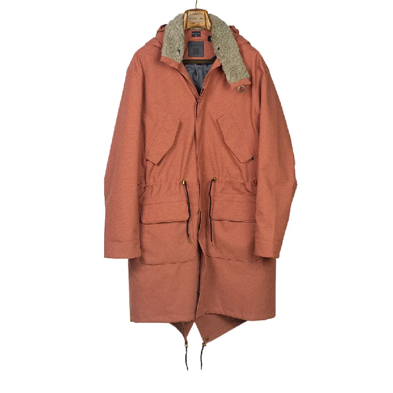 ""M65 Hybrid Parka"" in brick hopsack fabric