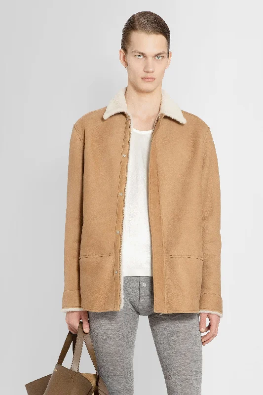 LOEWE MAN BROWN LEATHER JACKETS