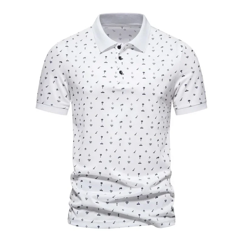 Men's Casual Printed Lapel Short Sleeve Polo Shirt 53226893M