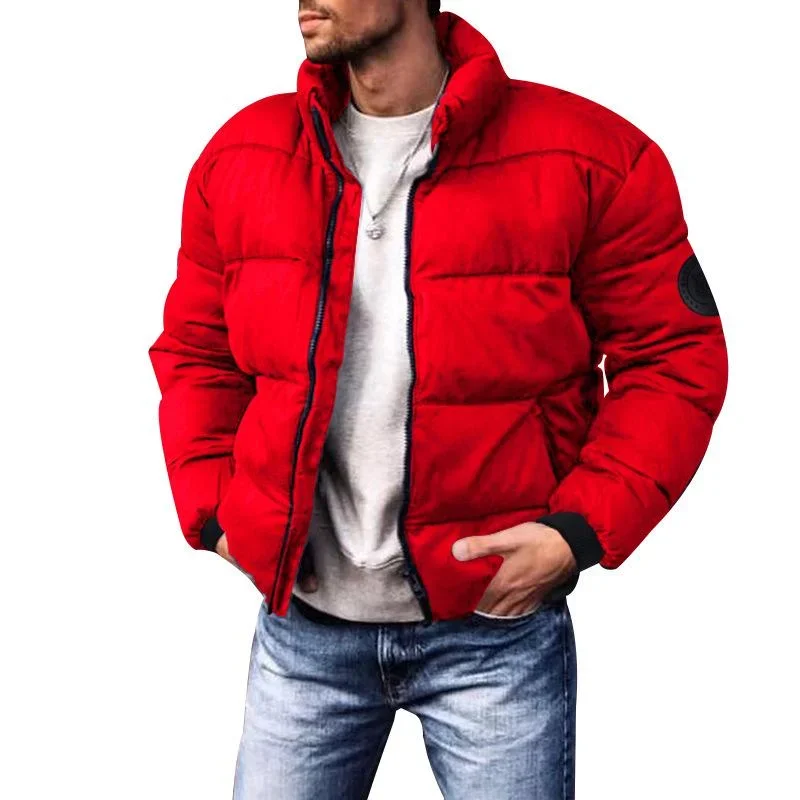 Men's Fashion Stand Collar Solid Short Padded Coat 48306436Z