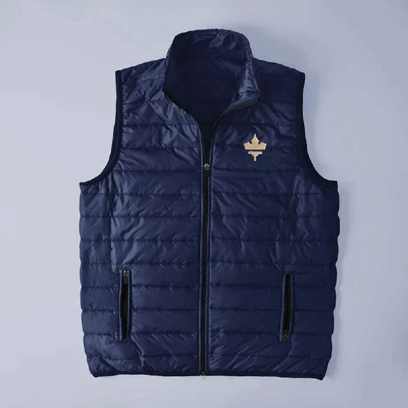 Men's Maple Leaf Embroidered Body Warmer Puffer Gilet