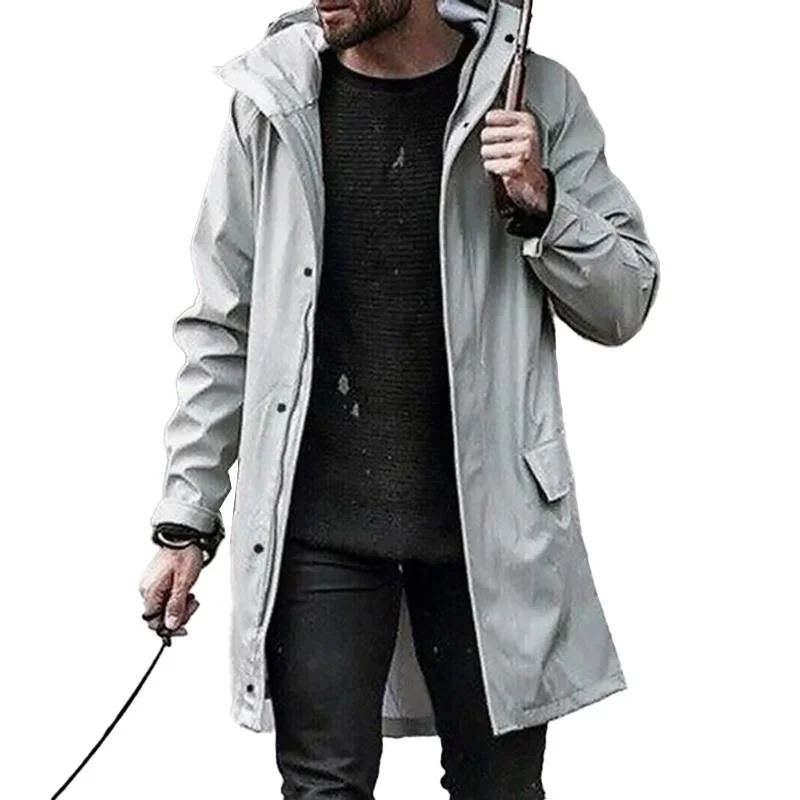 Men's Outdoor Hooded Mid-length Trench Coat 53261817Z