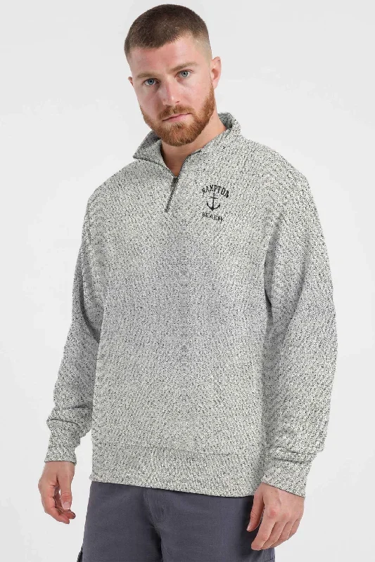 Men's Quarter Zipper Embroidered Terry Sweat Shirt