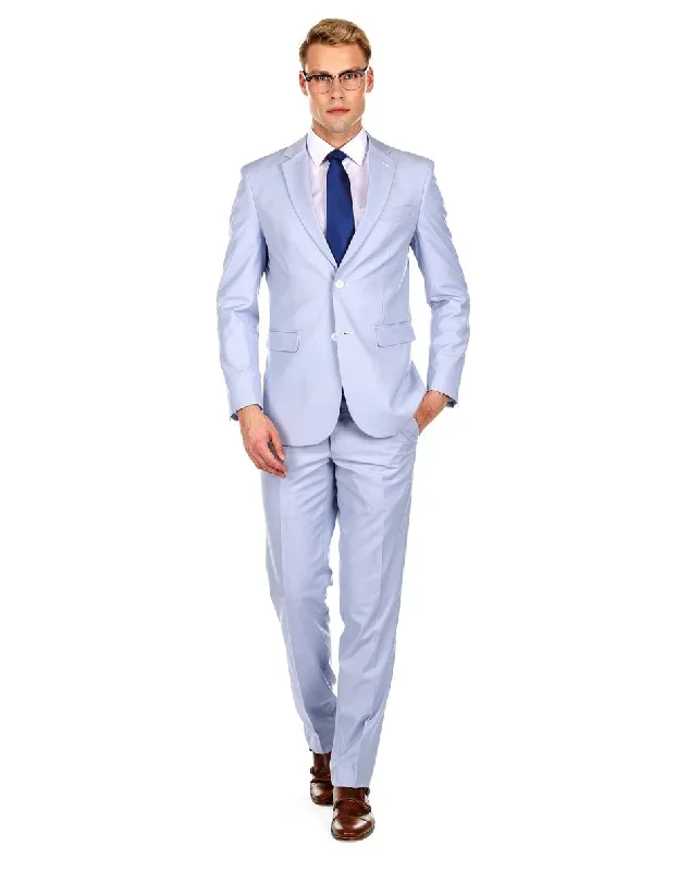 Mens Skinny Slim Suit Light Blue