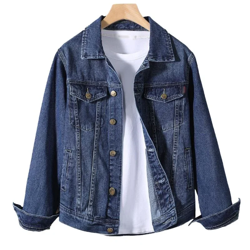 Men's Vintage Wash Slim Lapel Single Breasted Denim Jacket 77571051M