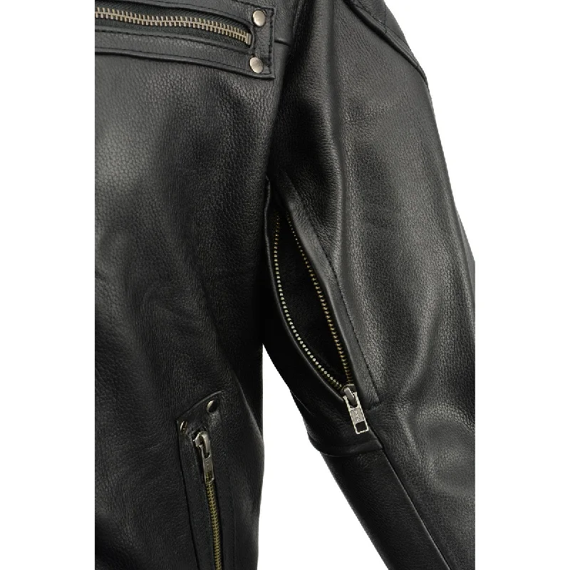 milwaukee-leather-mens-full-side-lace-vented-black-leather-scooter-jacket-and-gun-pockets