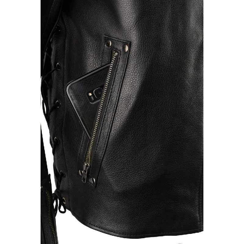 milwaukee-leather-mens-full-side-lace-vented-black-leather-scooter-jacket-and-gun-pockets