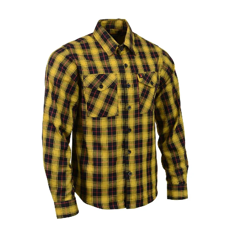 Milwaukee Leather MNG11666 Men's Black and Red with Yellow Long Sleeve Cotton Flannel Shirt