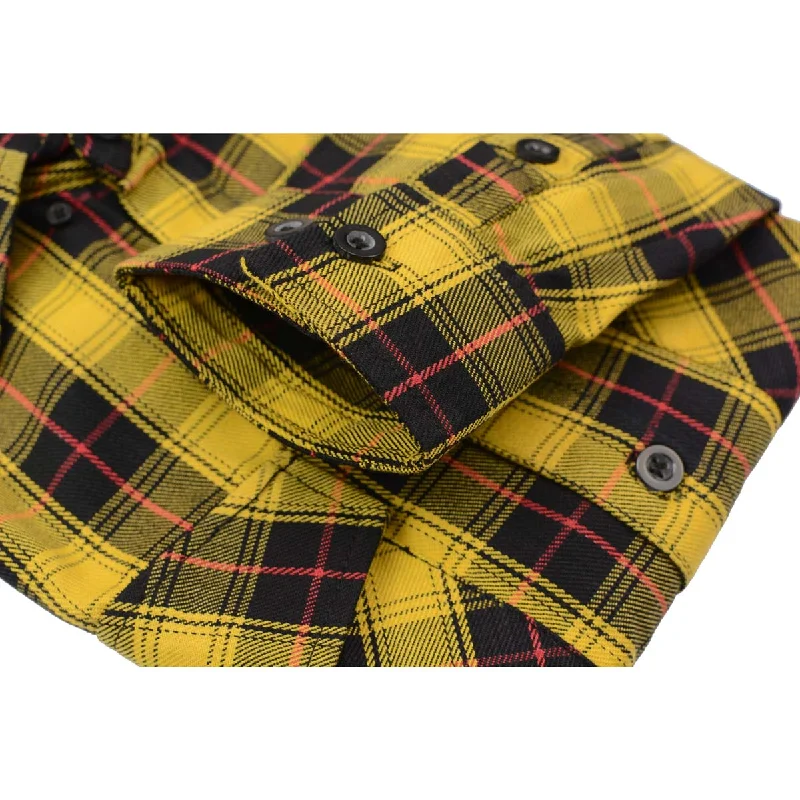 milwaukee-leather-mng11666-mens-black-and-yellow-long-sleeve-cotton-flannel-shirt