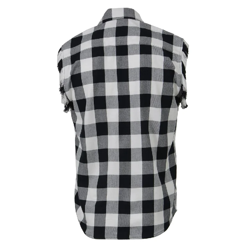 milwaukee-leather-mng11690-men-s-black-and-white-cut-off-flannel-shirt