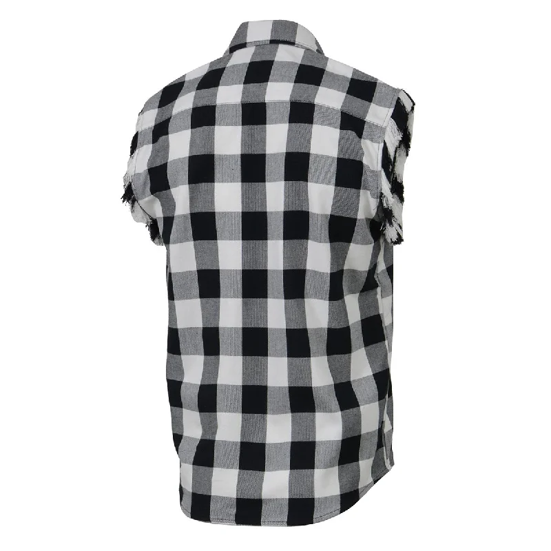 milwaukee-leather-mng11690-men-s-black-and-white-cut-off-flannel-shirt