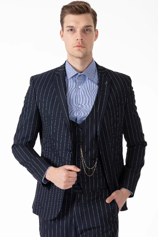 JAY - Navy Chalk Stripe 3 Piece Suit