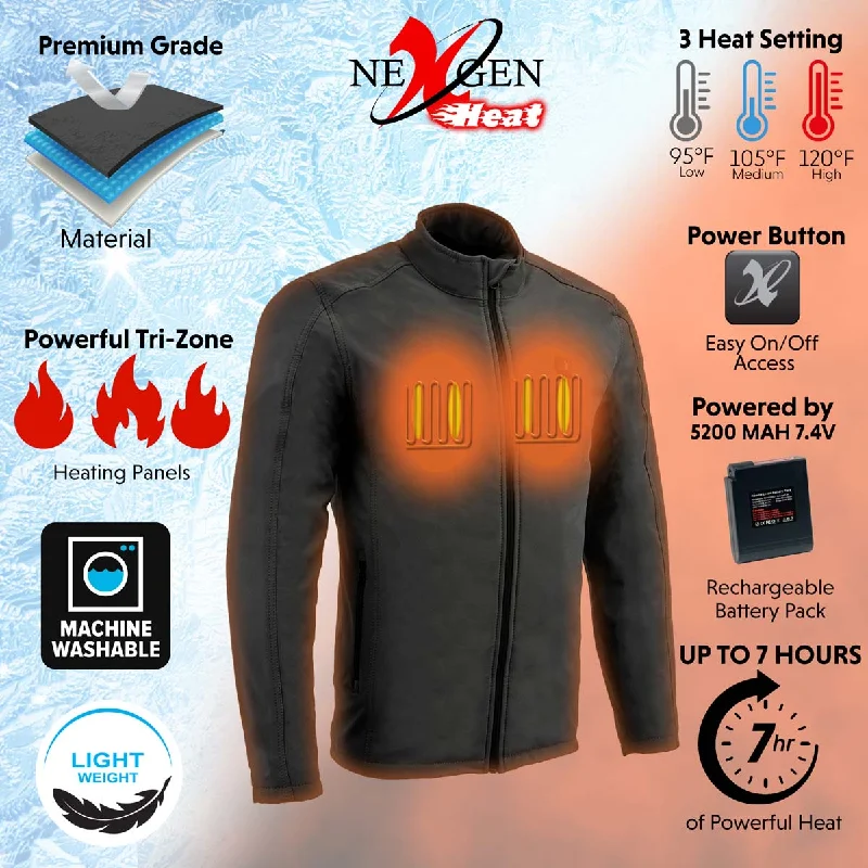 nexgen-heat-mens-nxm1762set-cross-fire-heated-collarless-soft-shell-jacket-rechargeable-battery-pack-included