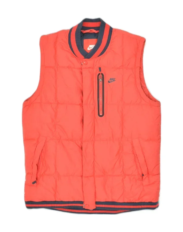 NIKE Mens Padded Gilet UK 38 Medium Red Polyester