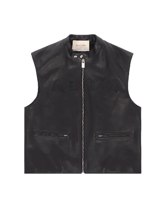 LEATHER LOGO RACER VEST