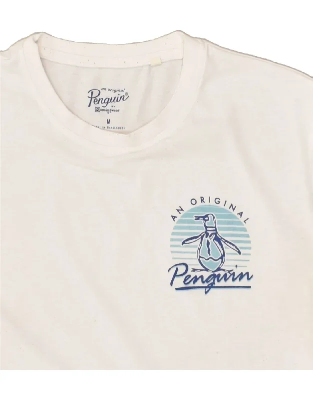 penguin-mens-graphic-t-shirt-top-medium-beige-cotton