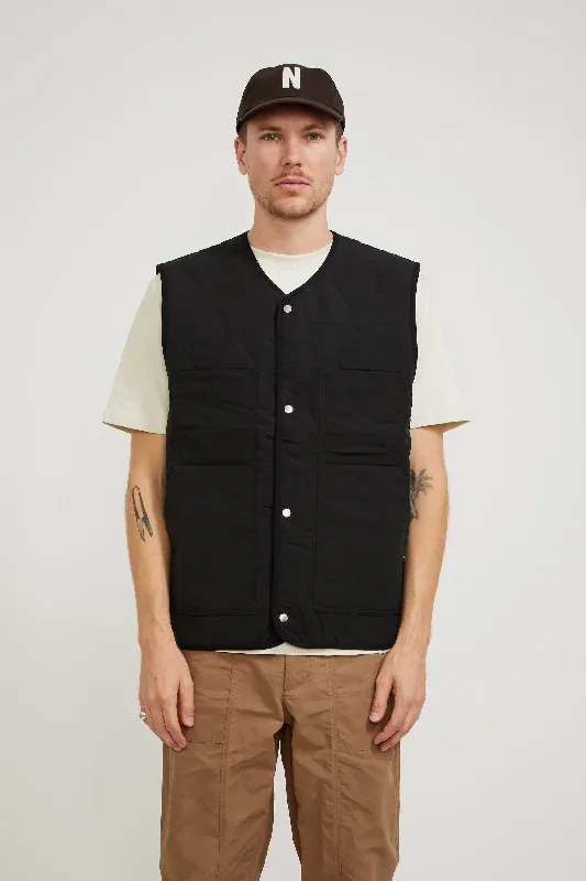 Peter Waxed Nylon Insulated Vest Black