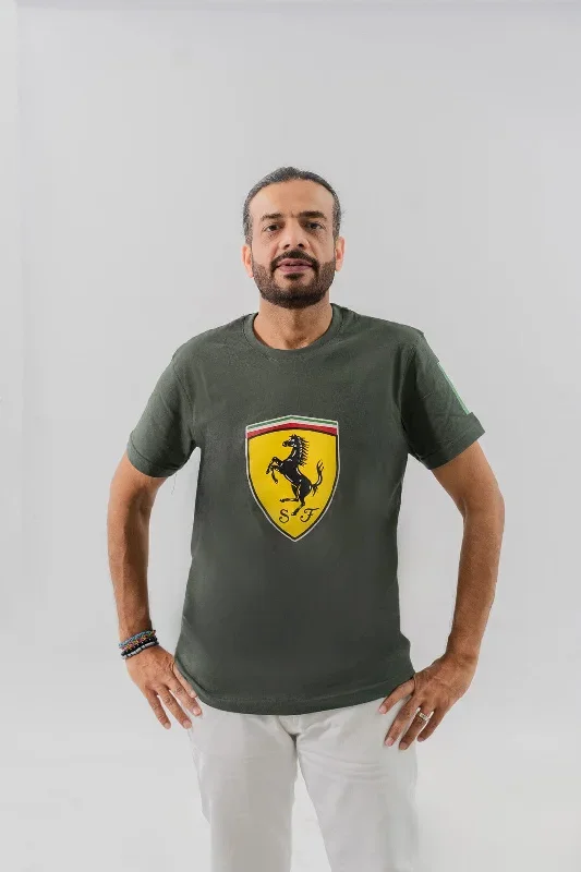 Polo Republica Men's PakWheels Ferrari Printed Crew Neck Tee Shirt