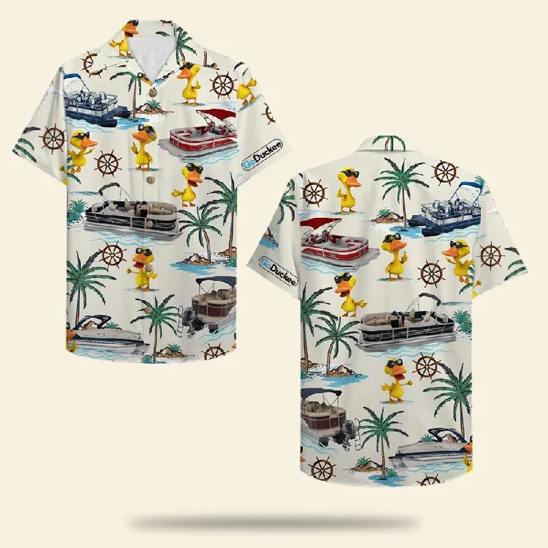 Pontoon Duck Hawaiian Shirt - Pontoon Boat & Duck Pattern  Fol7-Vd1