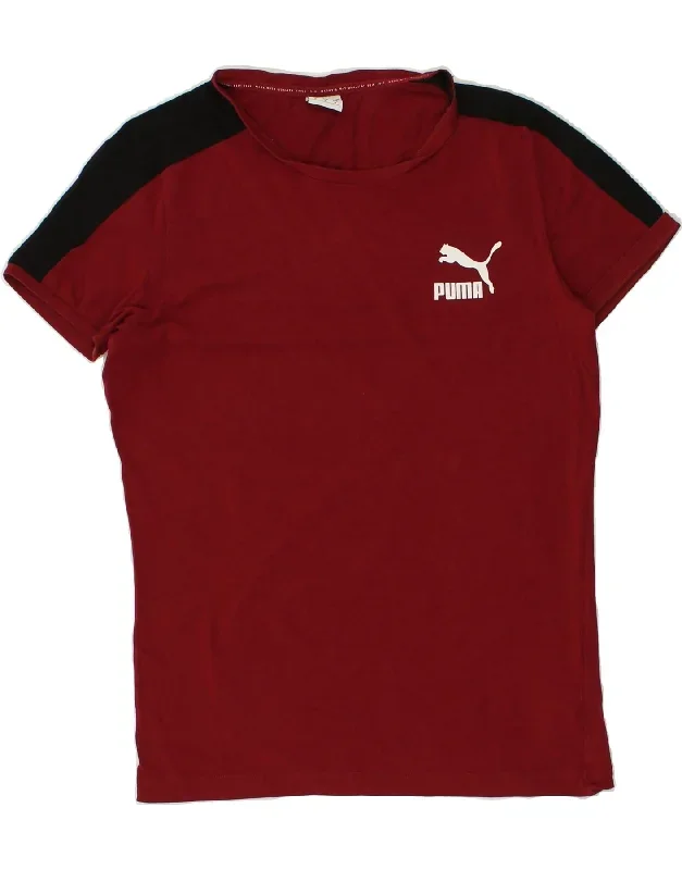 PUMA Mens Graphic T-Shirt Top Medium Maroon Cotton