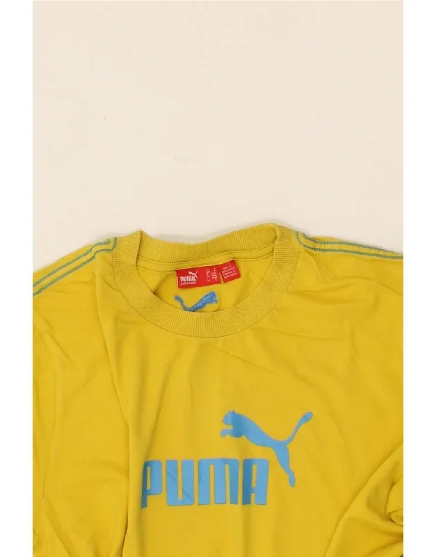 puma-mens-graphic-t-shirt-top-small-yellow-cotton-3