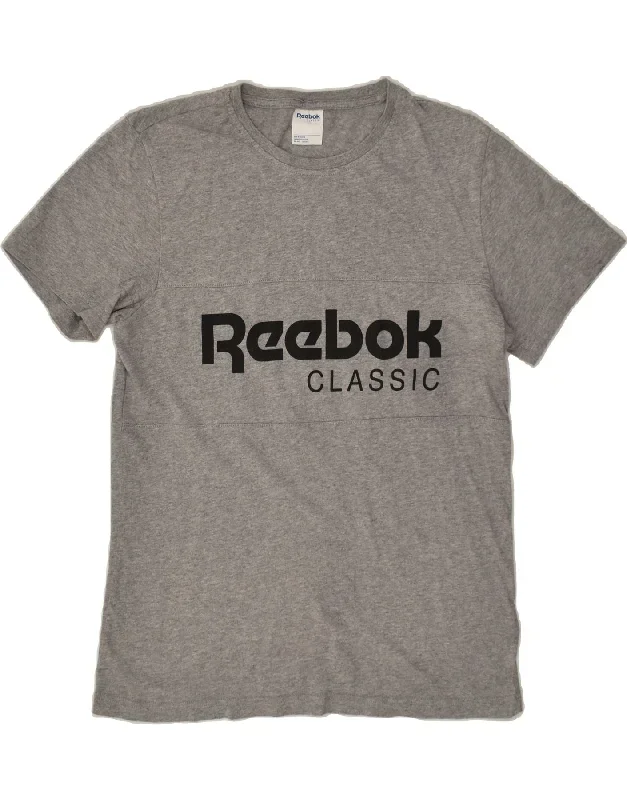 REEBOK Mens Graphic T-Shirt Top Medium Grey Cotton