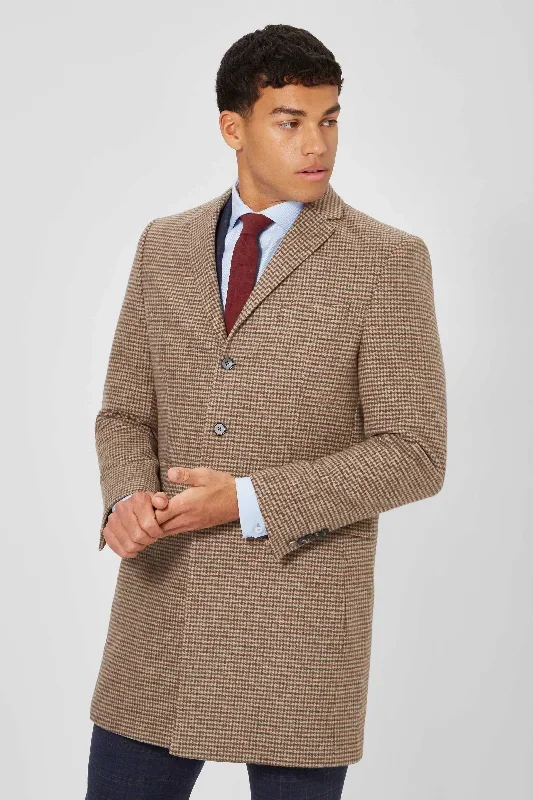 Futura Slim Fit Brown Check Coat - ARCHIVE