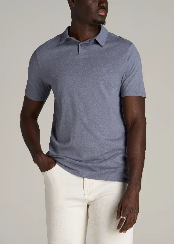 Slub Self Collar Tall Polo Shirt in Skyline Grey