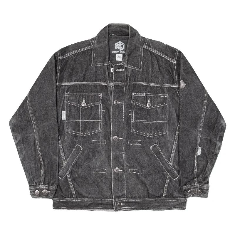 SOUTHPOLE Mens Denim Jacket Black L