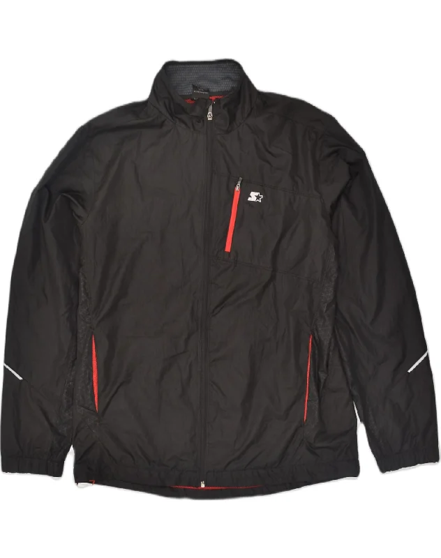 STARTER Mens Windbreaker Jacket UK 38 Medium Black Polyester