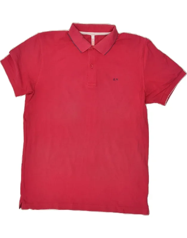 SUN68 Mens Polo Shirt Large Pink Cotton