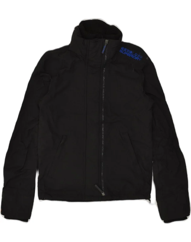 SUPERDRY Mens Rain Jacket UK 36 Small Black Nylon