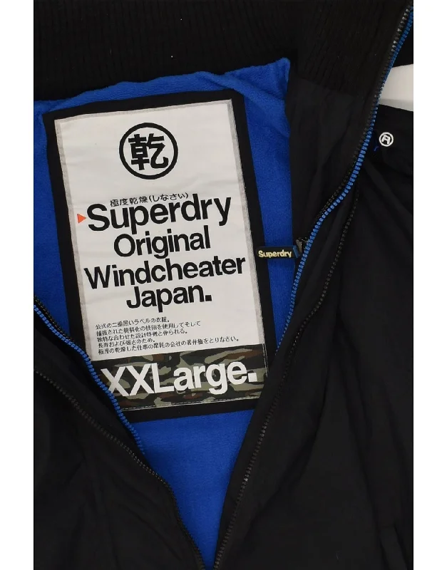 superdry-mens-windcheater-hooded-windbreaker-jacket-uk-44-2xl-black-nylon