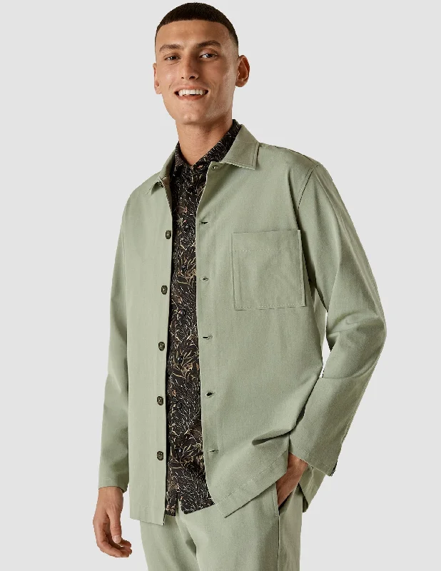 Tech Linen Overshirt Neutral Green