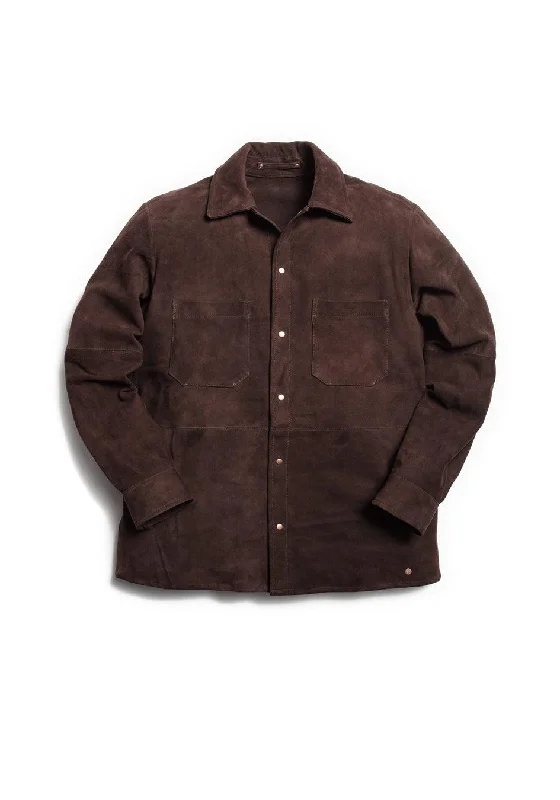 The Suede Studded Overshirt - Bark