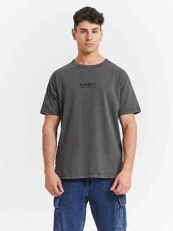 Thrills Workwear Embro Box Fit T-Shirt in Black