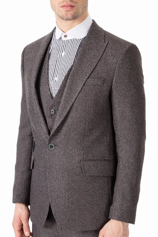 TOMMY - Peaky Blinders Style - Grey Herringbone Tweed 3 Piece Suit