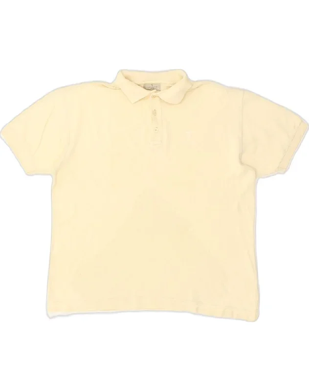 TRUSSARDI Mens Polo Shirt Medium Yellow Cotton