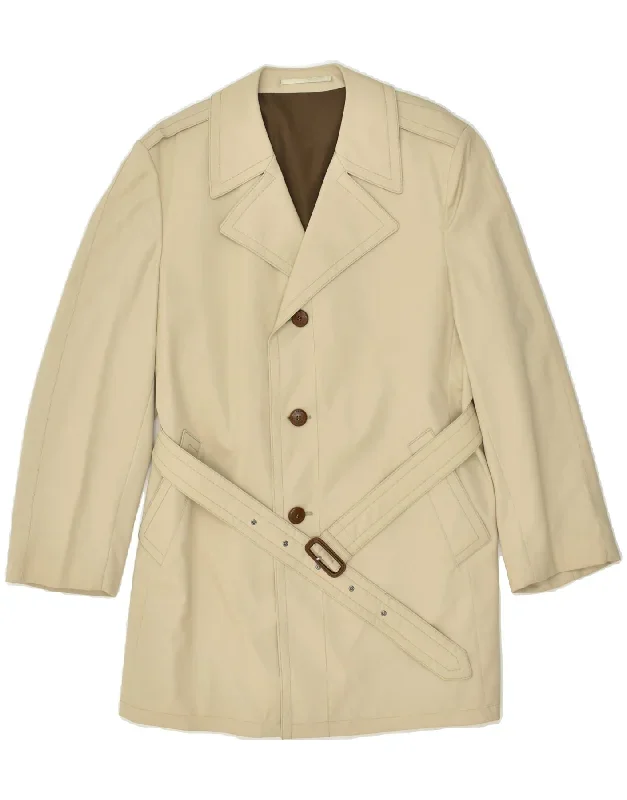 VALMELINE Mens Overcoat UK 38 Medium Beige Polyester