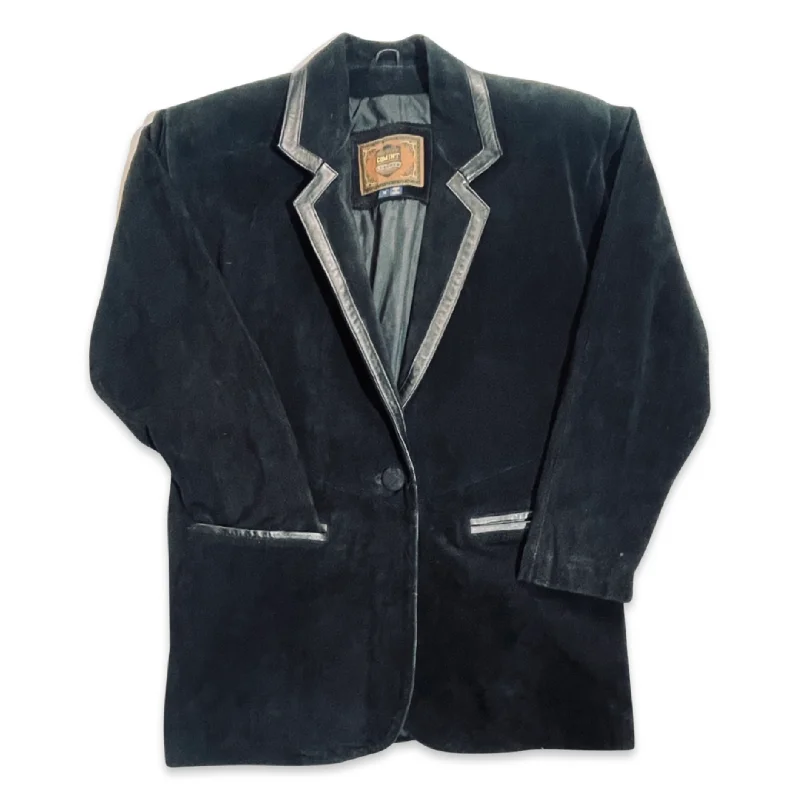 Vintage 80s Suede Black Blazer - LAST CHANCE