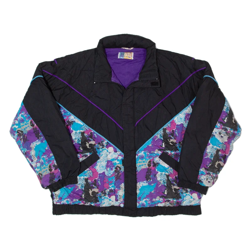 AC WEAR Mens Shell Jacket Purple 90s Crazy Pattern XL