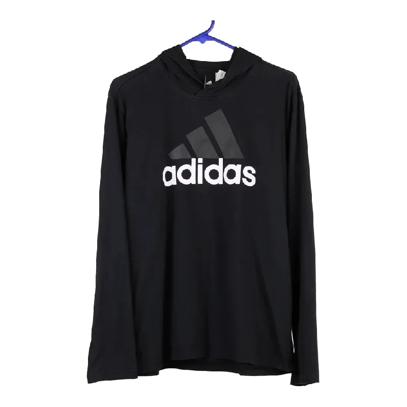 Adidas Hoodie - Medium Black Cotton Blend