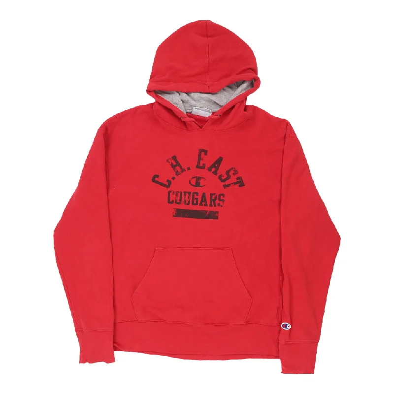 Vintage C.H East Cougars Champion Hoodie - Large Red Cotton