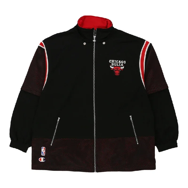 Chicago Bulls. Champion NBA Track Jacket - Medium Black Polyester