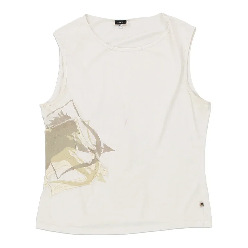 Gianfranco Ferre Graphic Vest - XL White Nylon Blend